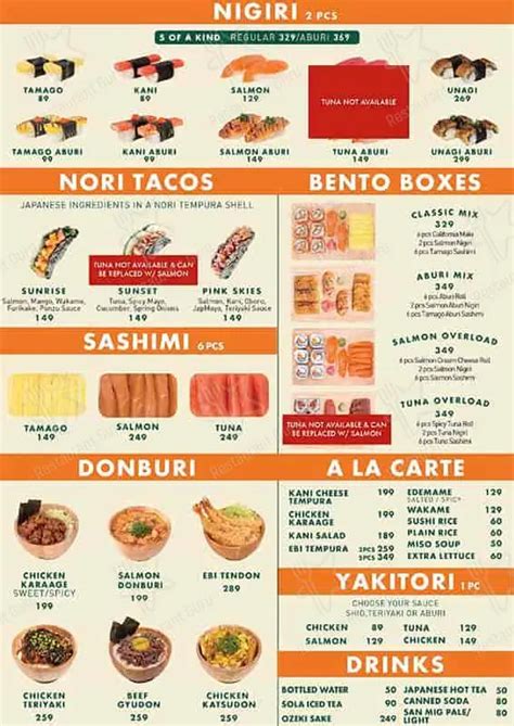 nori sushi mater menu  $16